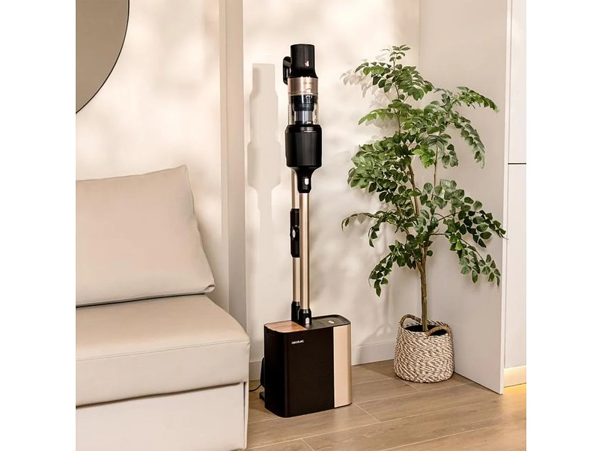 Aspirador escoba Cecotec Conga Rockstar 5500 Hurricane Station Pet Flex inalámbrica + base de autovaciado negro