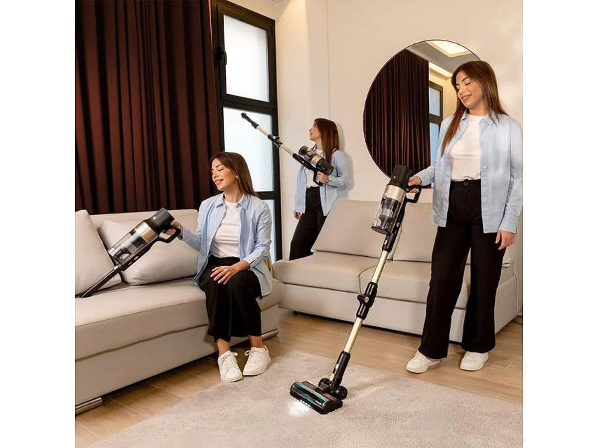 Aspirador escoba Cecotec Conga Rockstar 5500 Hurricane Station Pet Flex inalámbrica + base de autovaciado negro