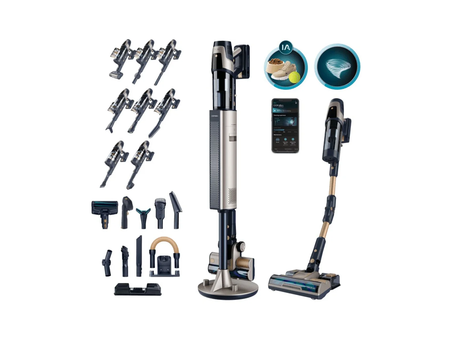 Aspirador escoba Cecotec Conga Rockstar 11500 Odyssey Station Connected IA 850W inalámbrica + base autovaciado