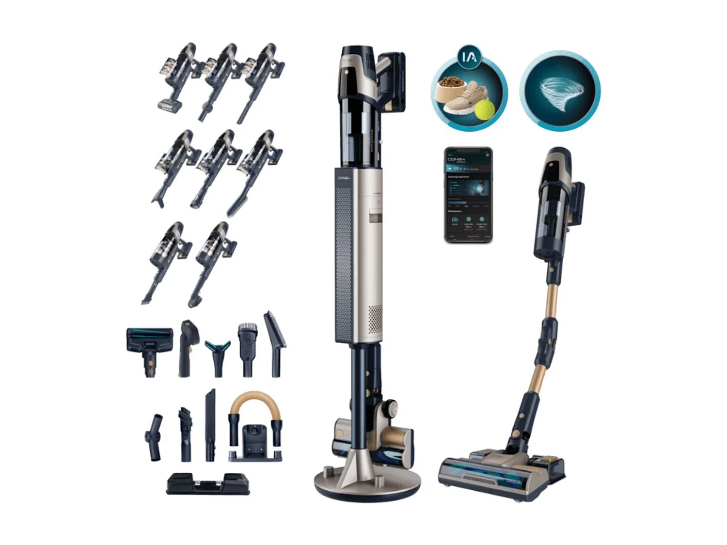 Aspirador escoba Cecotec Conga Rockstar 11500 Odyssey Station Connected IA 850W inalámbrica + base autovaciado