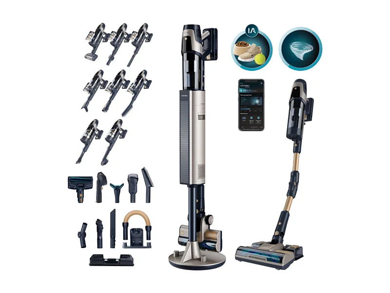 Aspirador escoba Cecotec Conga Rockstar 11500 Odyssey Station Connected IA 850W inalámbrica + base autovaciado