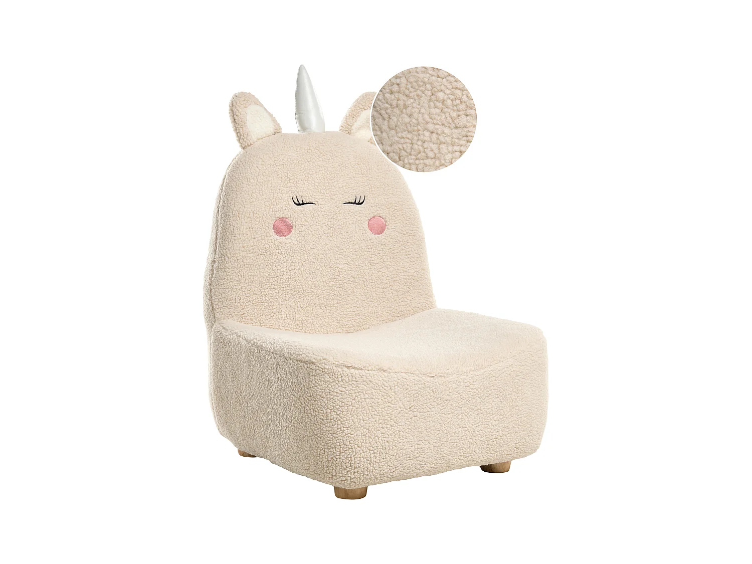 Fauteuil pour enfants Licorne LULEA Bouclé Beige clair