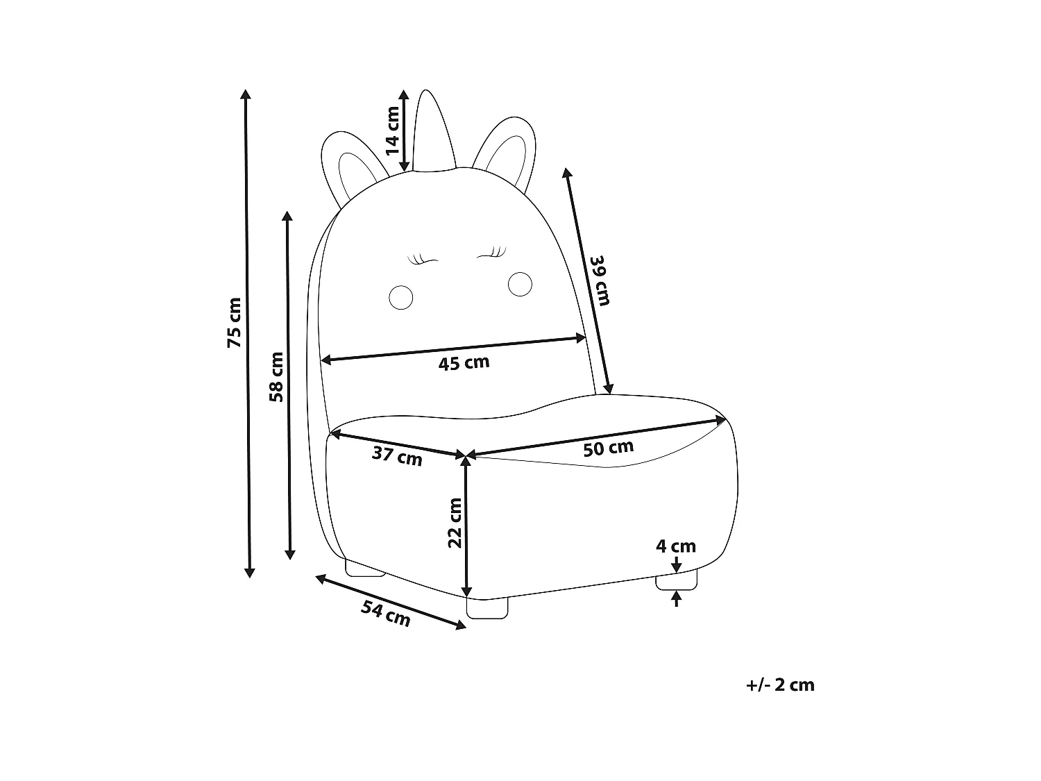 Fauteuil pour enfants Licorne LULEA Bouclé Beige clair