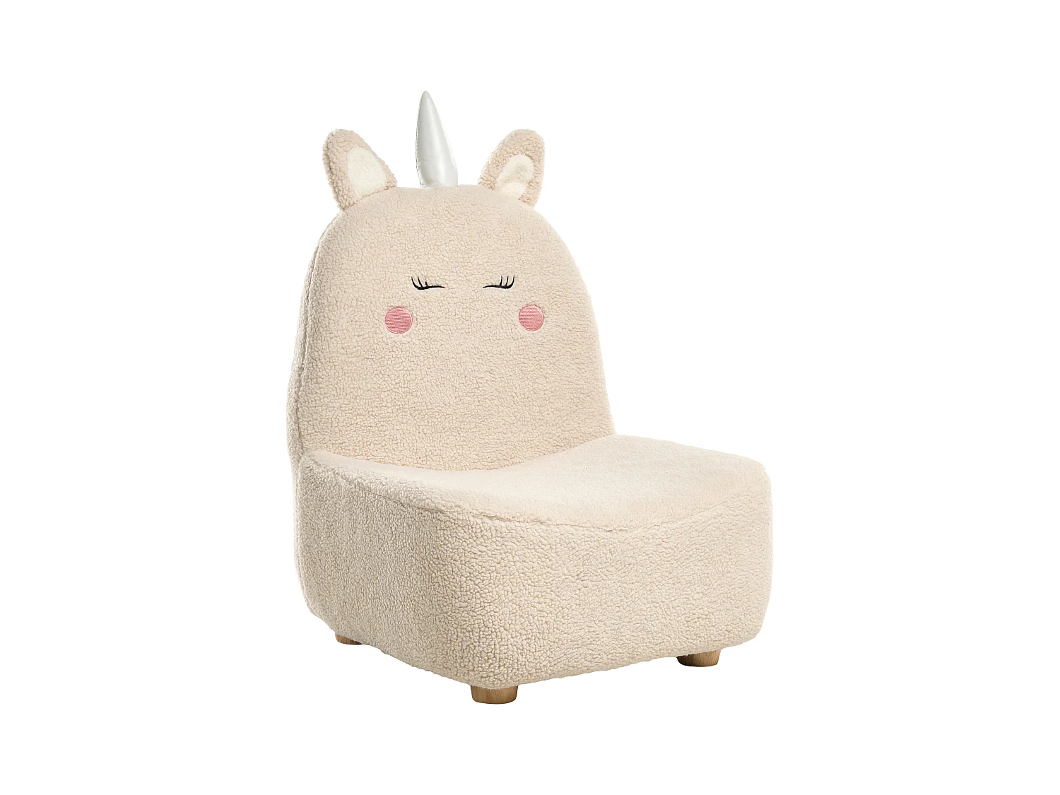 Fauteuil pour enfants Licorne LULEA Bouclé Beige clair