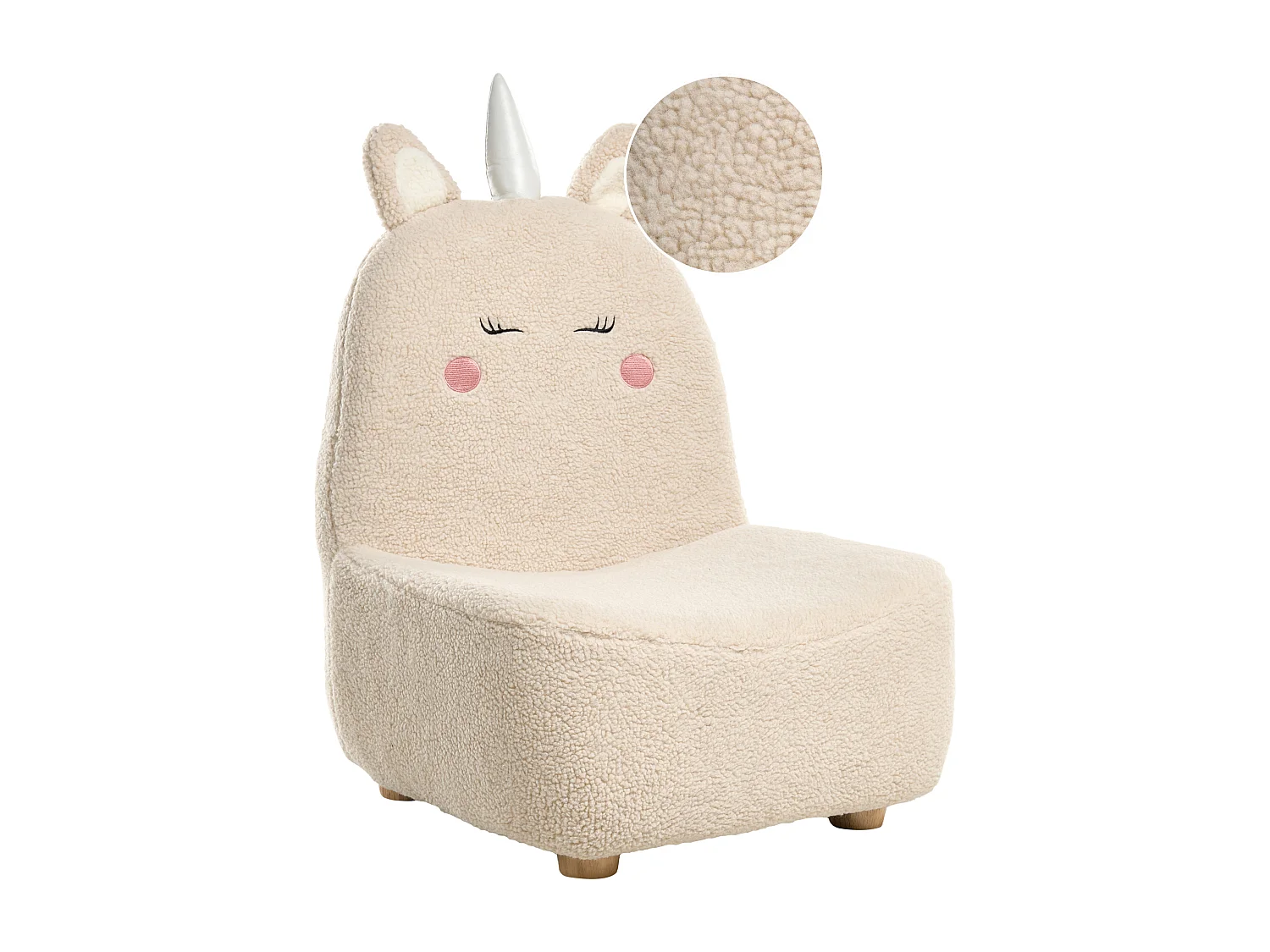Fauteuil pour enfants Licorne LULEA Bouclé Beige clair