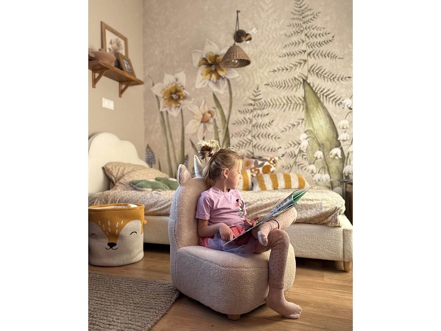 Kids Armchair Unicorn LULEA Boucle Light Beige