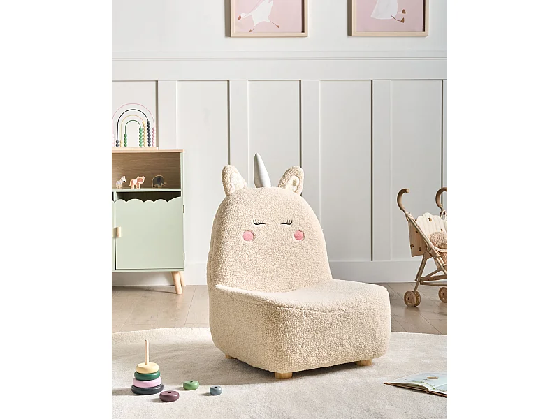 Fauteuil pour enfants Licorne LULEA Bouclé Beige clair