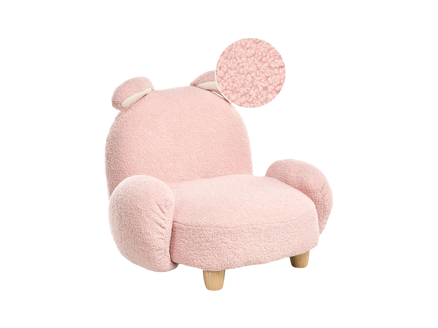 Fauteuil pour enfants Lapin KANNA Bouclé Rose pastel