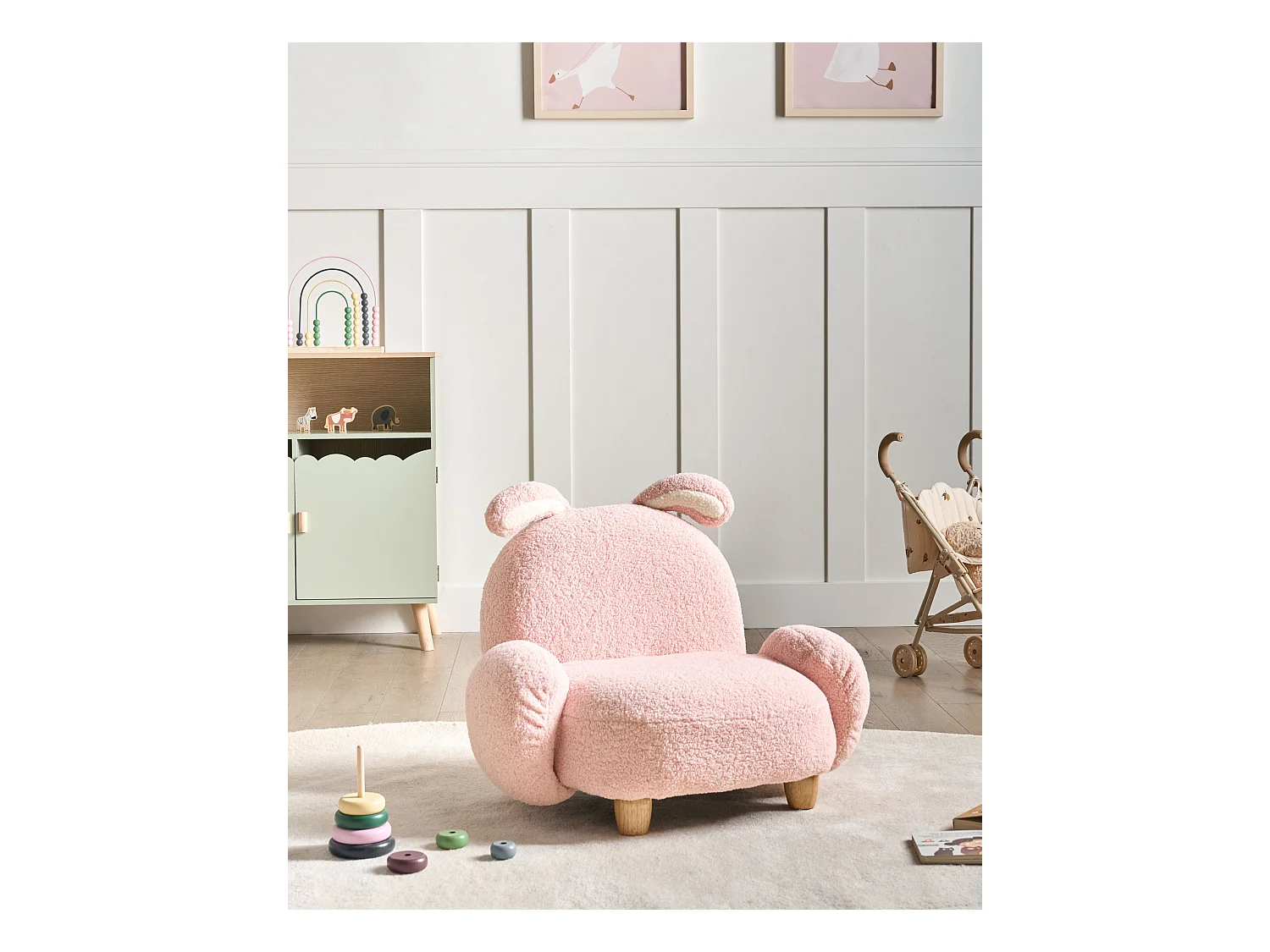 Fauteuil pour enfants Lapin KANNA Bouclé Rose pastel