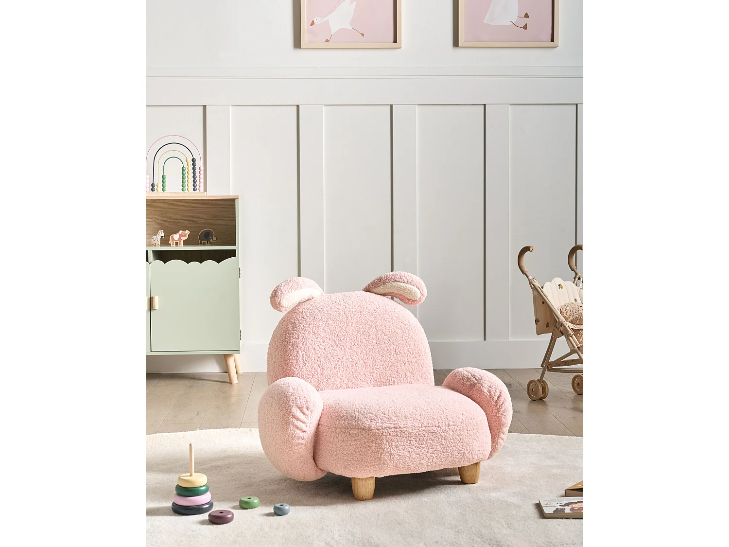 Fauteuil pour enfants Lapin KANNA Bouclé Rose pastel