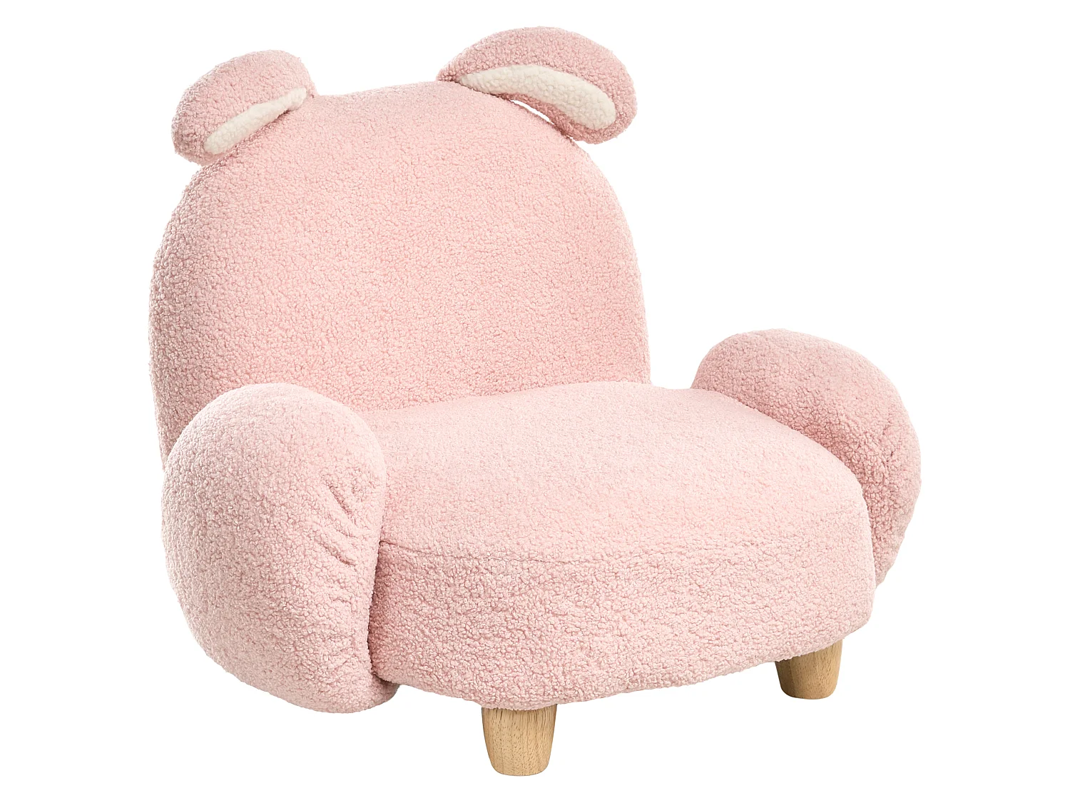 Fauteuil pour enfants Lapin KANNA Bouclé Rose pastel
