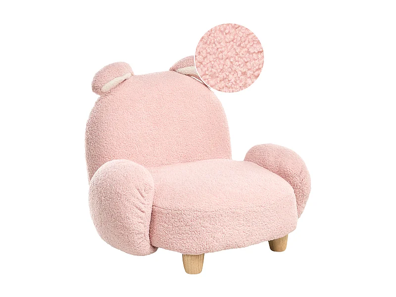 Fauteuil pour enfants Lapin KANNA Bouclé Rose pastel
