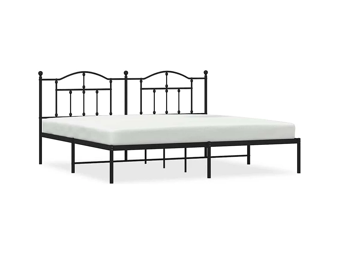 Cadre de lit métal sans matelas avec tête de lit noir 193x203cm