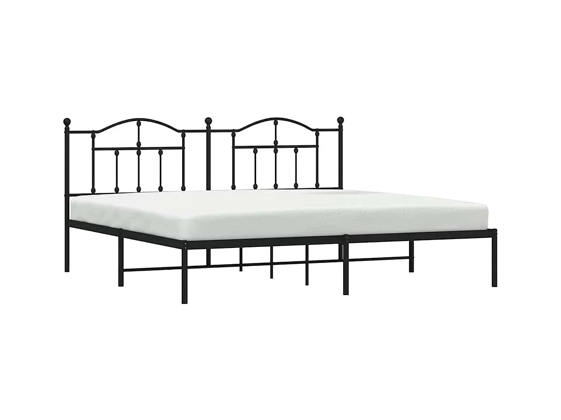 Cadre de lit métal sans matelas avec tête de lit noir 193x203cm