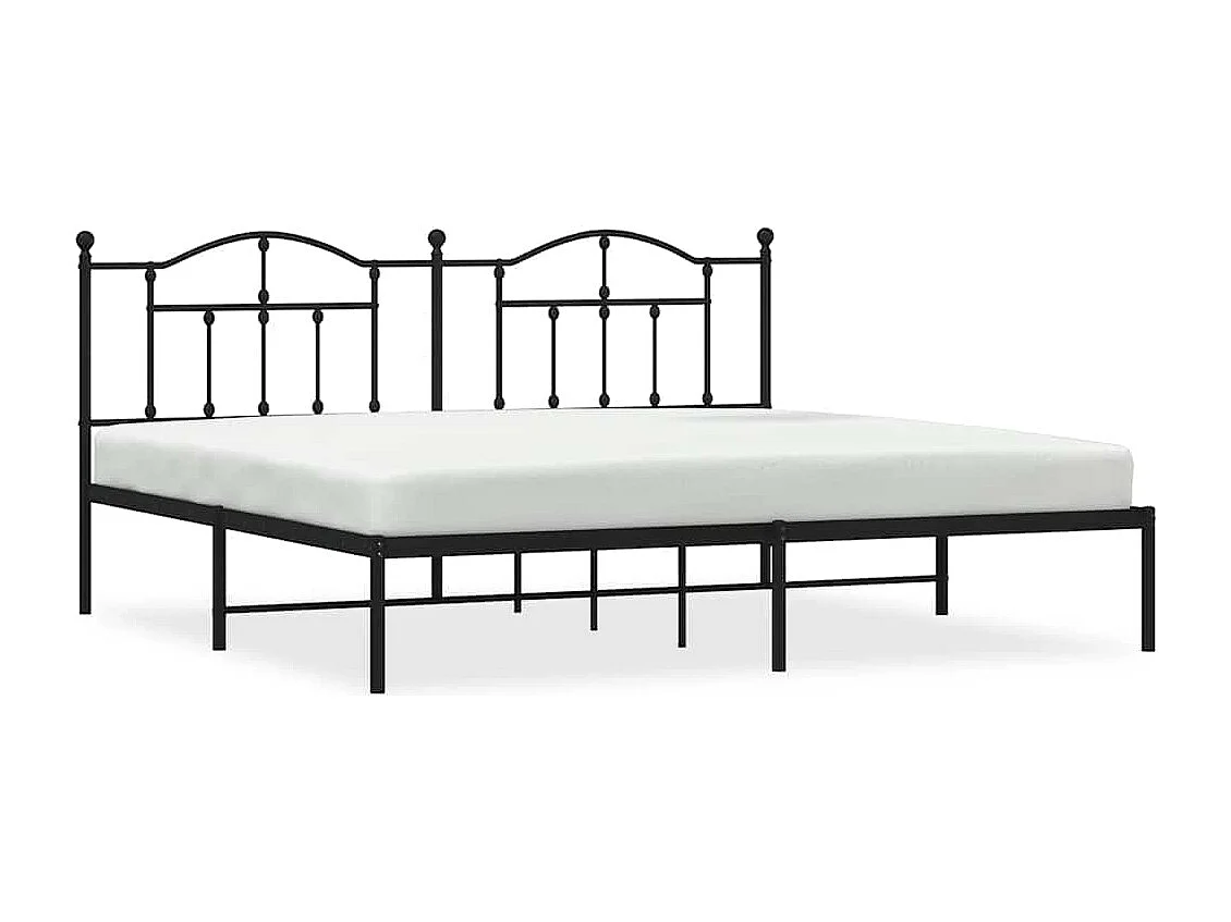 Cadre de lit métal sans matelas avec tête de lit noir 193x203cm