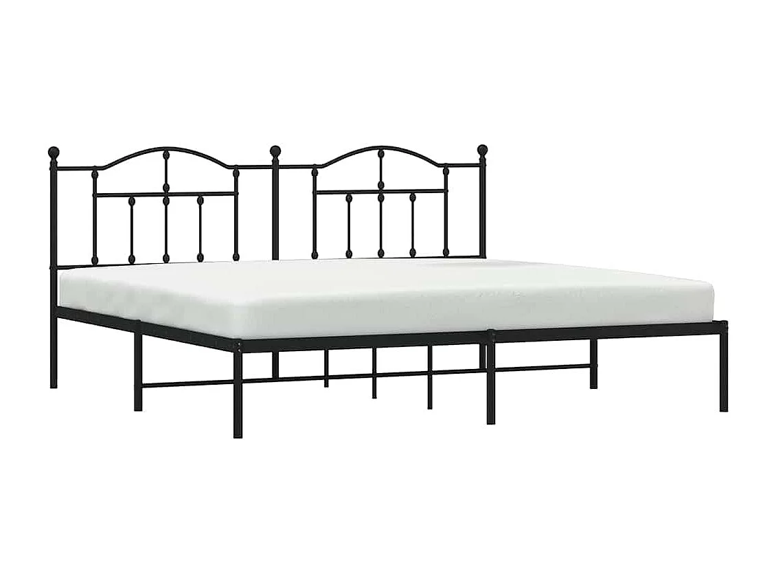 Cadre de lit métal sans matelas avec tête de lit noir 193x203cm