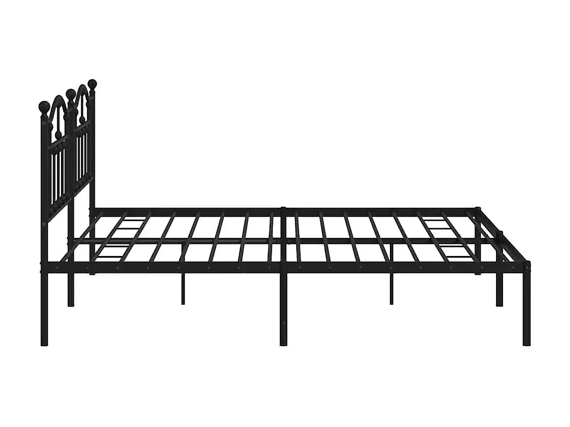 Cadre de lit métal sans matelas avec tête de lit noir 193x203cm