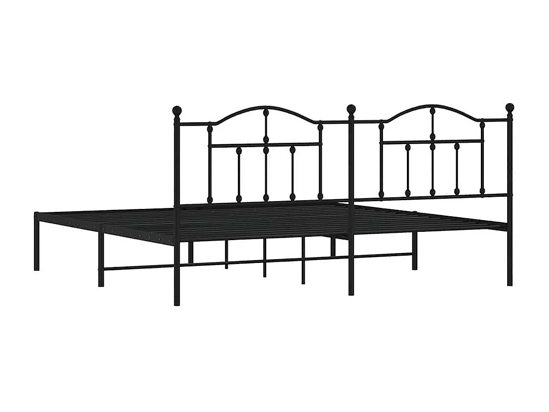 Cadre de lit métal sans matelas avec tête de lit noir 193x203cm