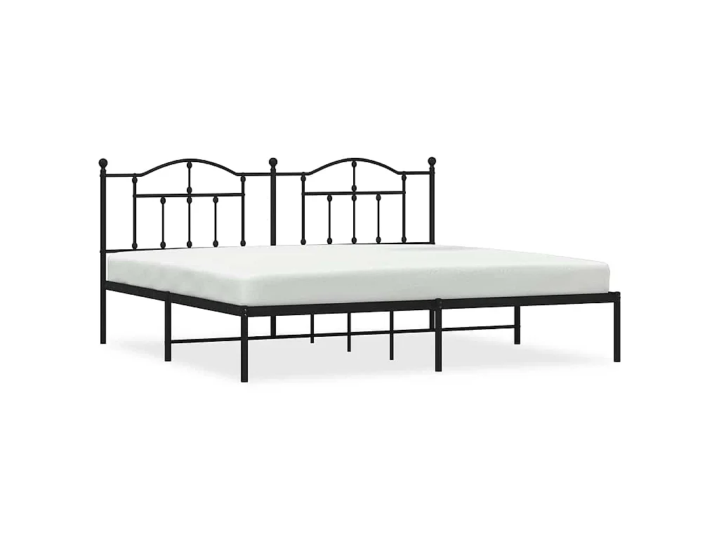 Cadre de lit métal sans matelas avec tête de lit noir 193x203cm