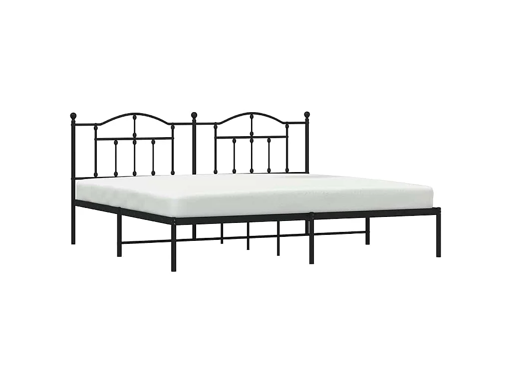 Cadre de lit métal sans matelas avec tête de lit noir 193x203cm