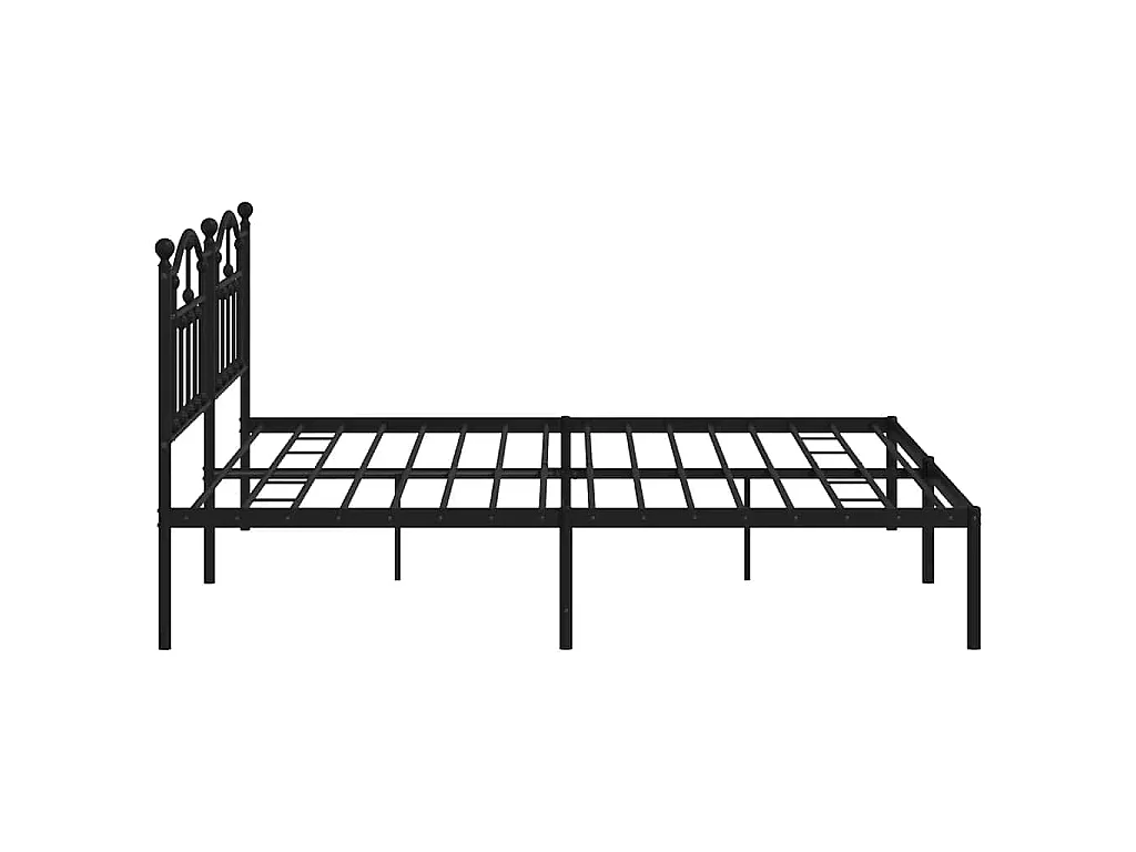 Cadre de lit métal sans matelas avec tête de lit noir 193x203cm