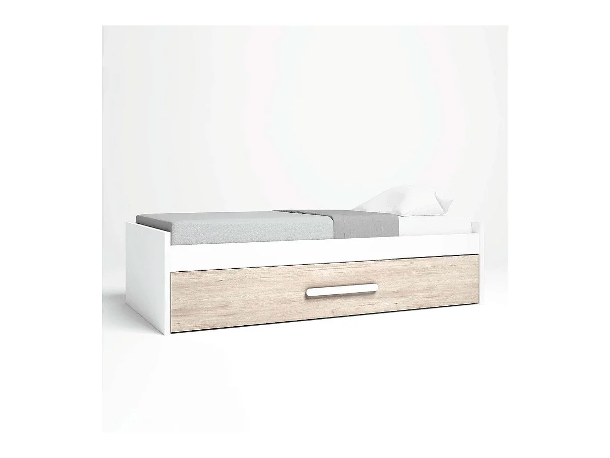 Cama nido Estelle con tirador blanco mate/sahara 51x202x99,5 cm