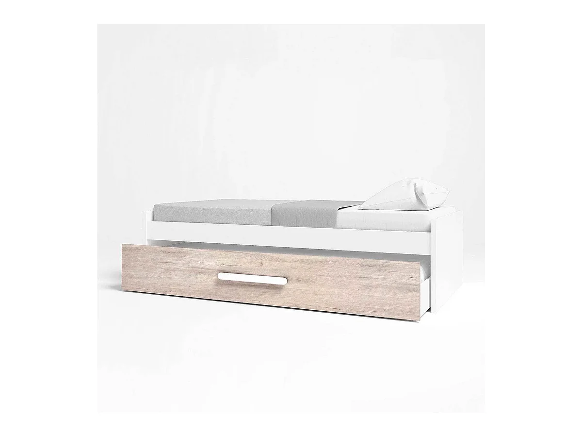 Cama nido Estelle con tirador blanco mate/sahara 51x202x99,5 cm