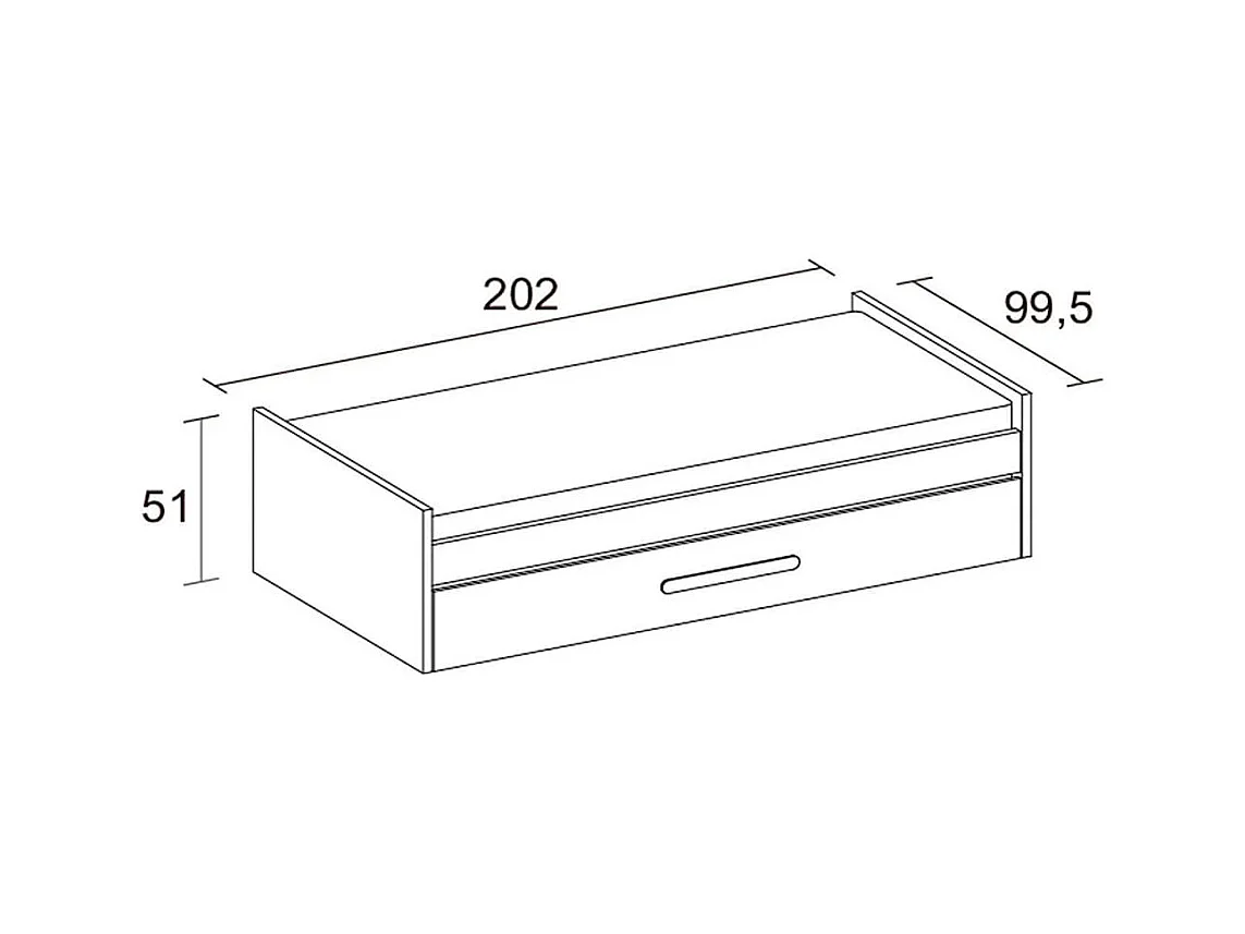 Cama nido Estelle con tirador blanco mate/sahara 51x202x99,5 cm