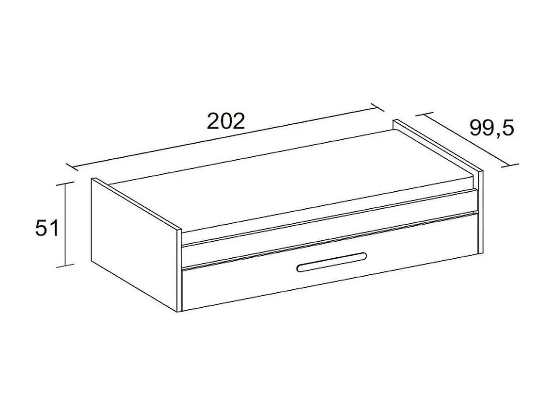 Cama nido Estelle con tirador blanco mate/sahara 51x202x99,5 cm
