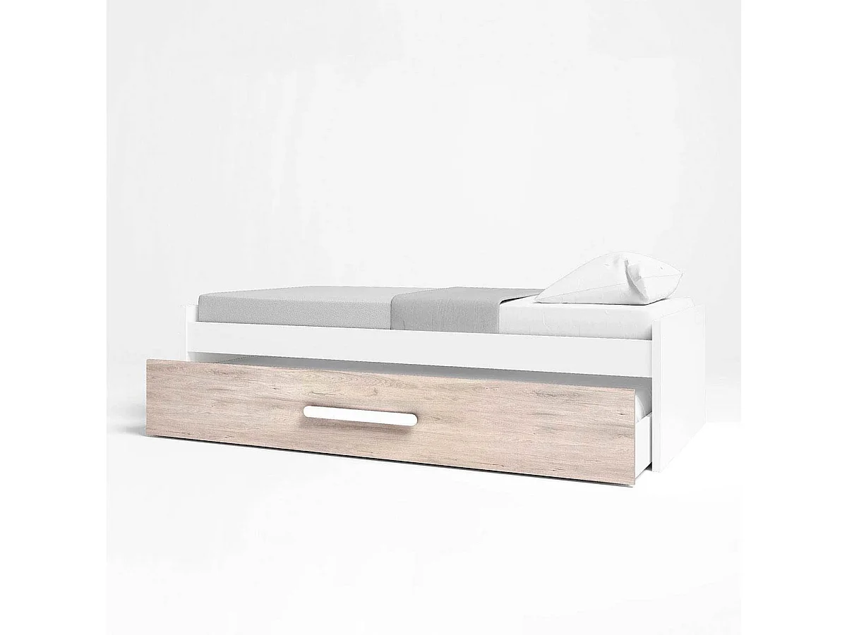 Cama nido Estelle con tirador blanco mate/sahara 51x202x99,5 cm