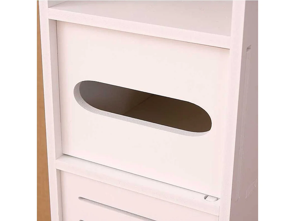 Armario de baño auxiliar 4 niveles blanco 80x20x18 cm