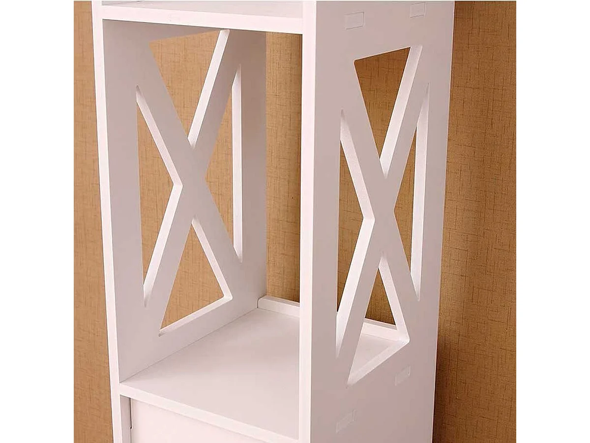 Armario de baño auxiliar 4 niveles blanco 80x20x18 cm