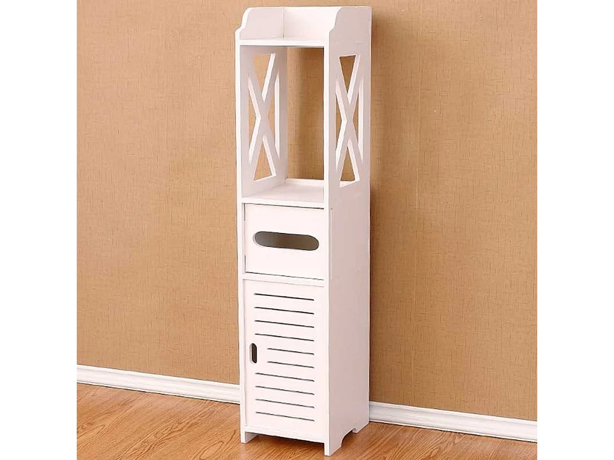 Armario de baño auxiliar 4 niveles blanco 80x20x18 cm