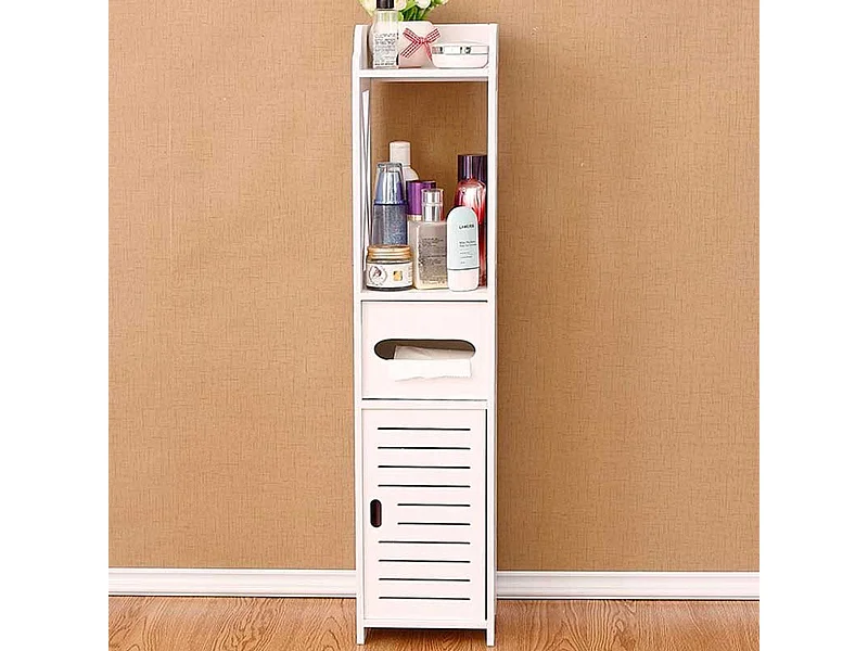 Armario de baño auxiliar 4 niveles blanco 80x20x18 cm