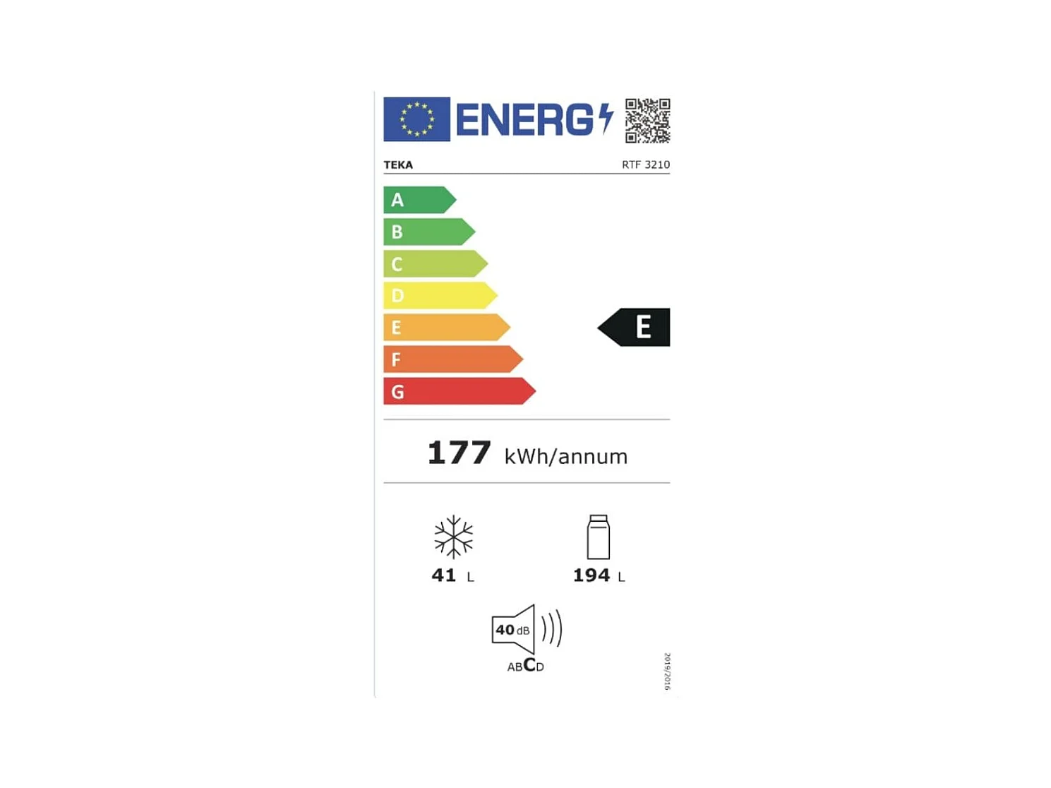 Frigorífico 2 puertas Teka RTF3210 Inverter 235L E blanco 159 cm