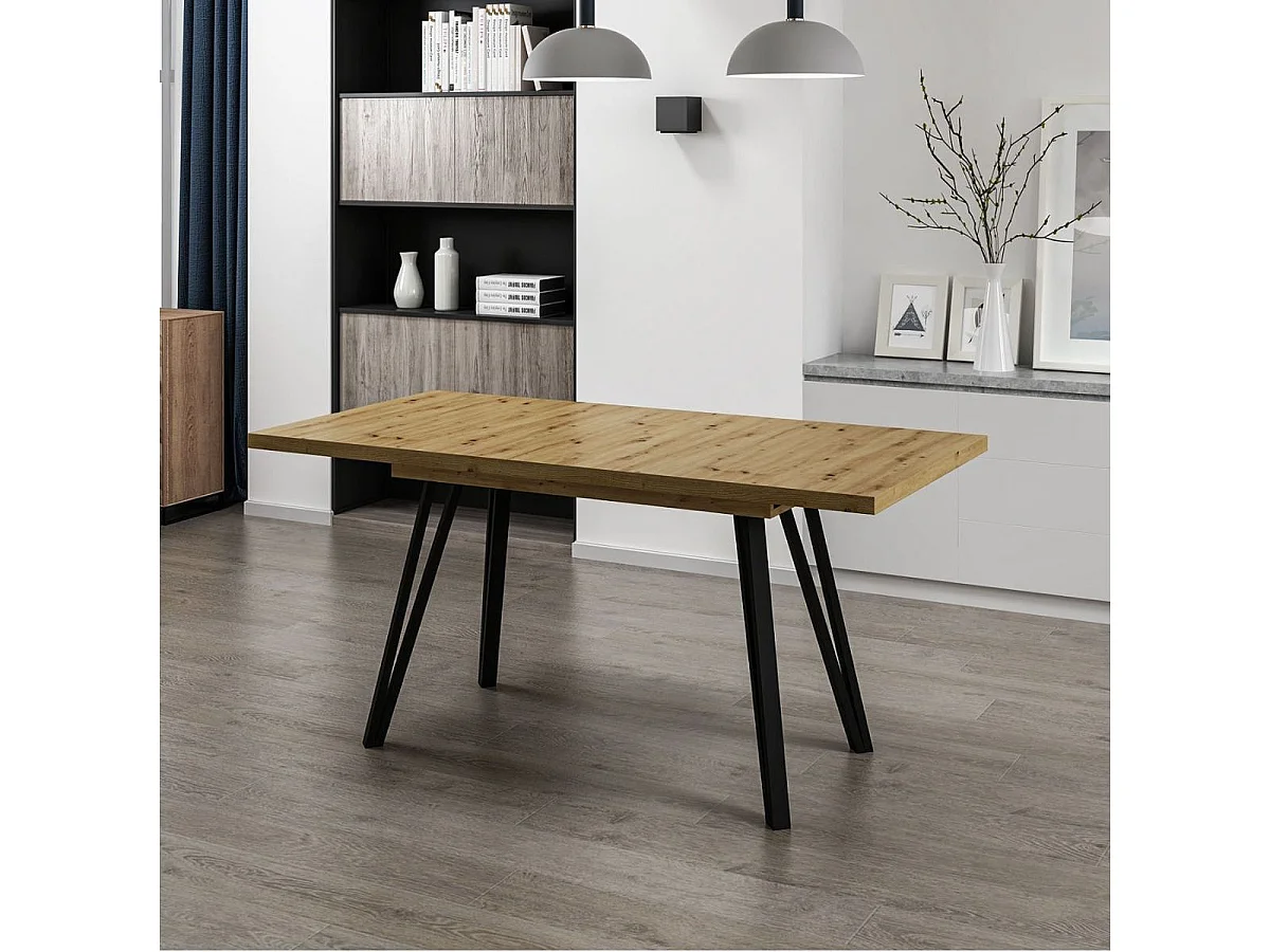 Mesa de comedor Minar diseño extensible natural 76x120x80 cm