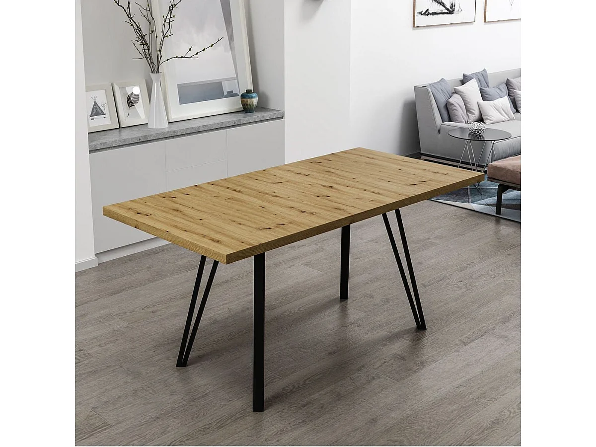 Mesa de comedor Minar diseño extensible natural 76x120x80 cm