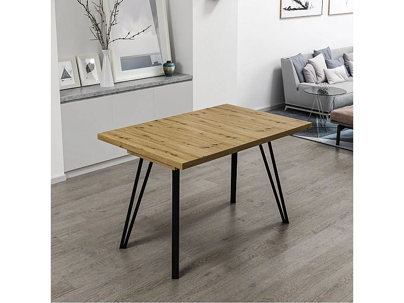 Mesa de comedor Minar diseño extensible natural 76x120x80 cm