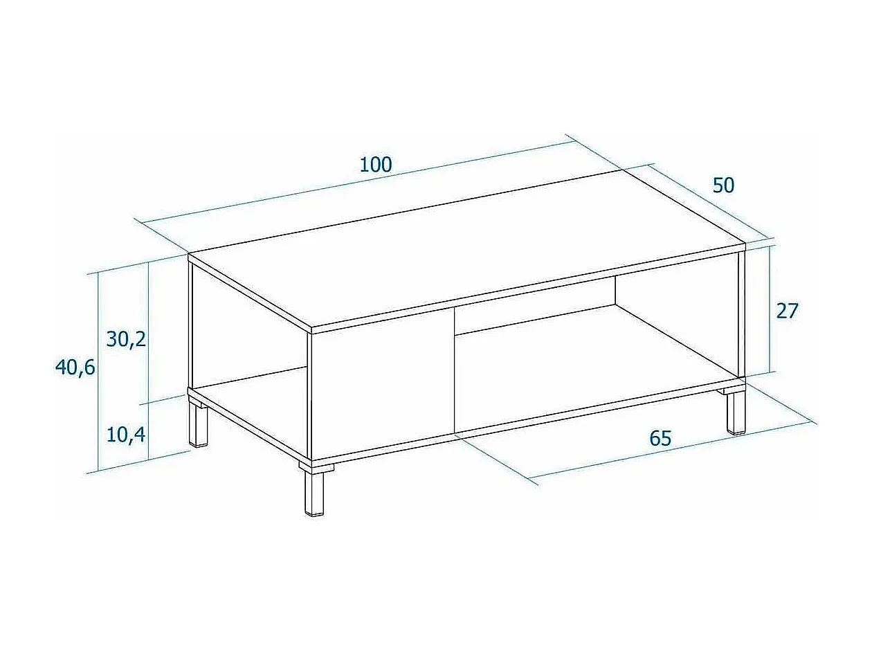 Mesa de centro Tokio 2 compartimentos albo/rayado 40,6x100x50 cm