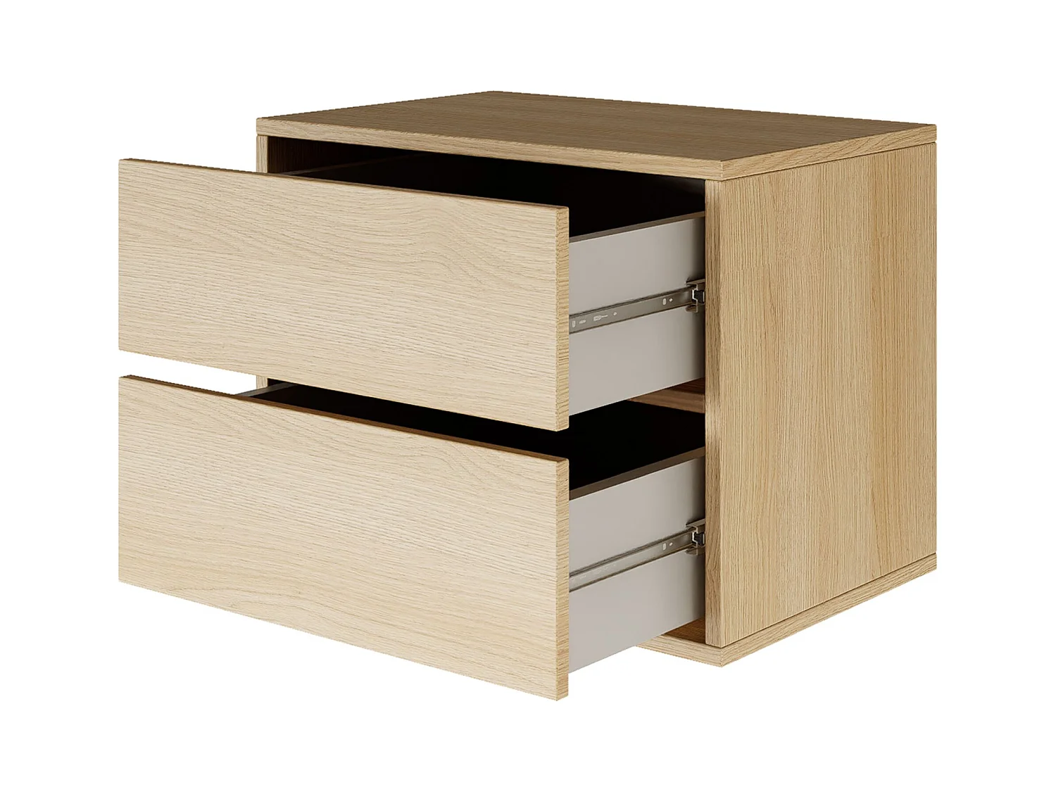 Table de chevet suspendue – avec 2 tiroirs – effet bois chêne – 50 cm – FRAMME