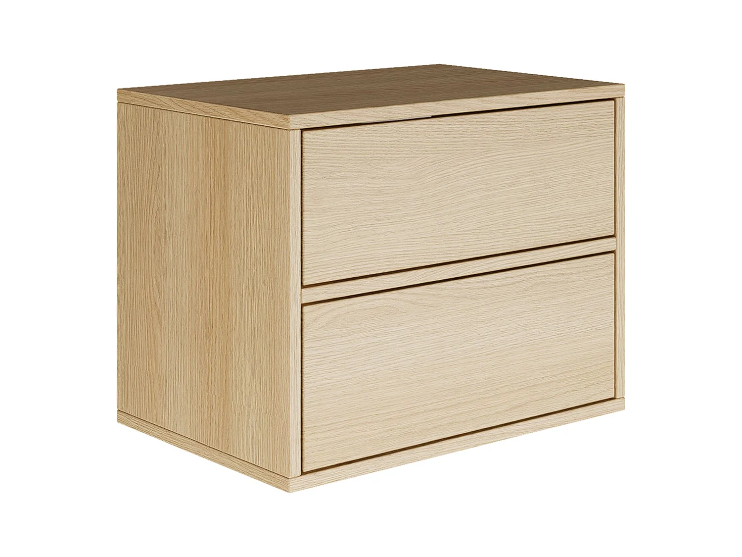 Table de chevet suspendue – avec 2 tiroirs – effet bois chêne – 50 cm – FRAMME