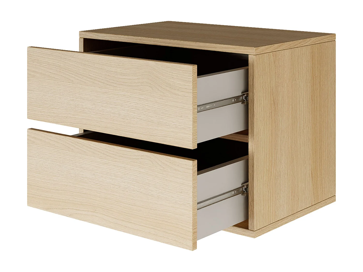 Table de chevet suspendue – avec 2 tiroirs – effet bois chêne – 50 cm – FRAMME