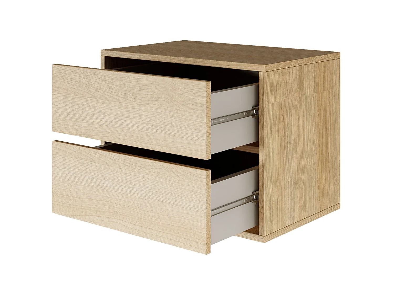 Table de chevet suspendue – avec 2 tiroirs – effet bois chêne – 50 cm – FRAMME