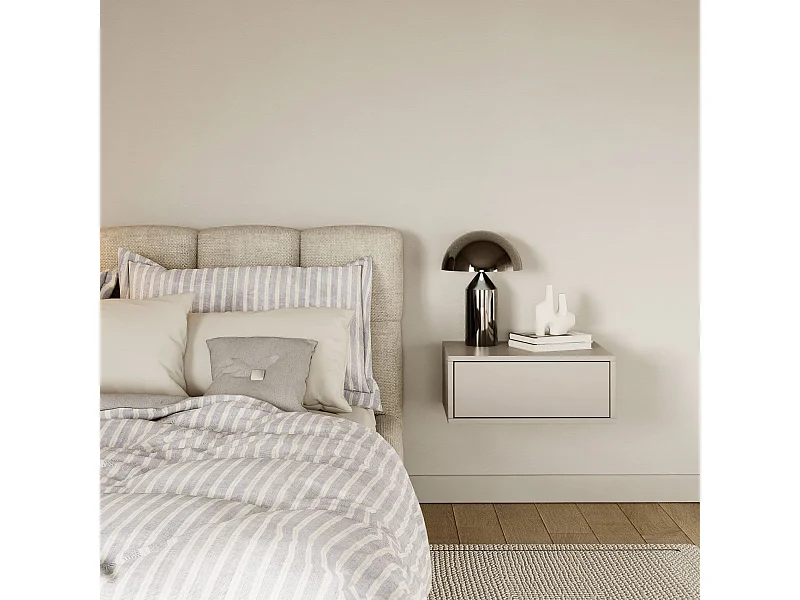 Mesita de noche colgante – con cajón – gris cachemira – 50 cm – FRAMME