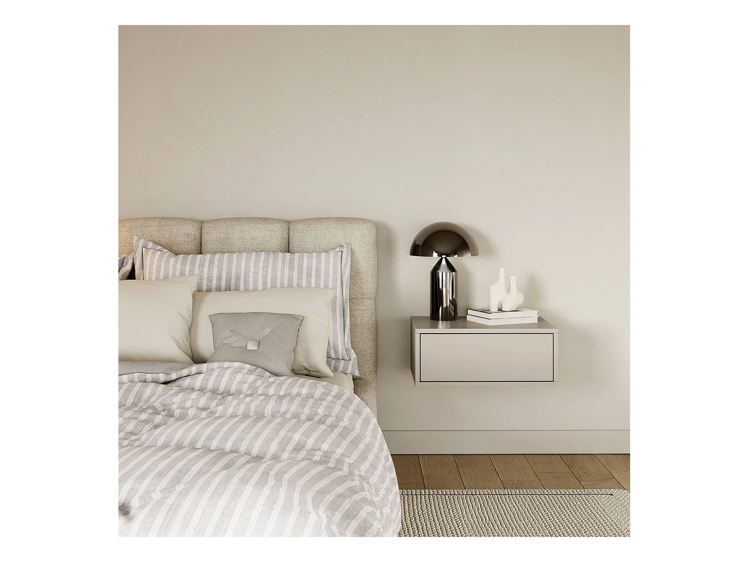 Table de chevet suspendue – avec tiroir – gris cachemire – 50 cm – FRAMME