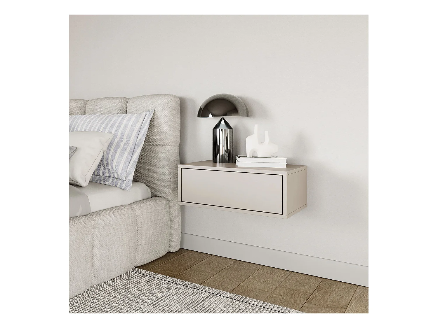 Table de chevet suspendue – avec tiroir – gris cachemire – 50 cm – FRAMME