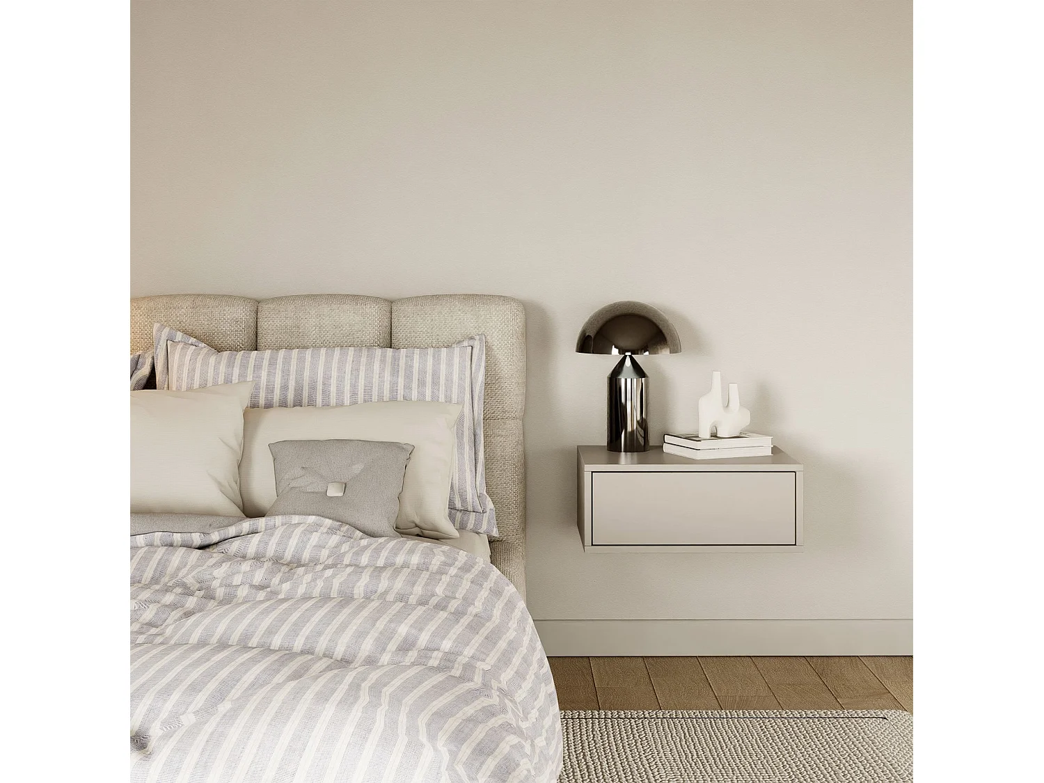 Table de chevet suspendue – avec tiroir – gris cachemire – 50 cm – FRAMME