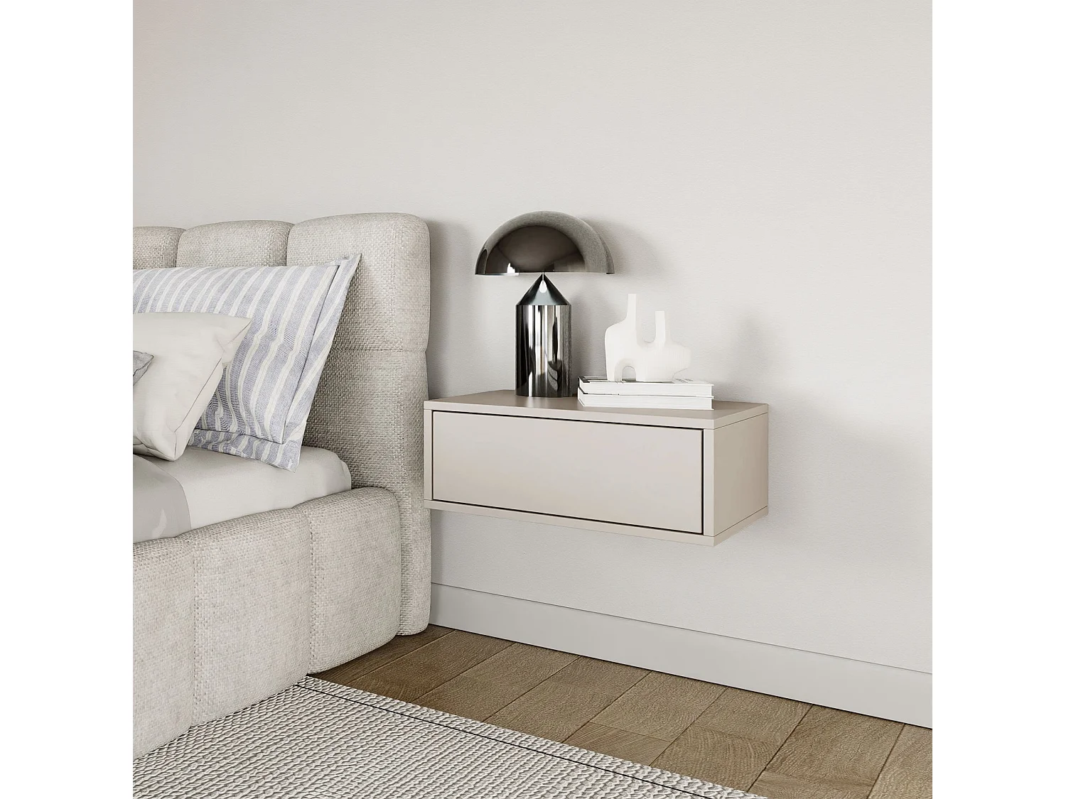 Table de chevet suspendue – avec tiroir – gris cachemire – 50 cm – FRAMME