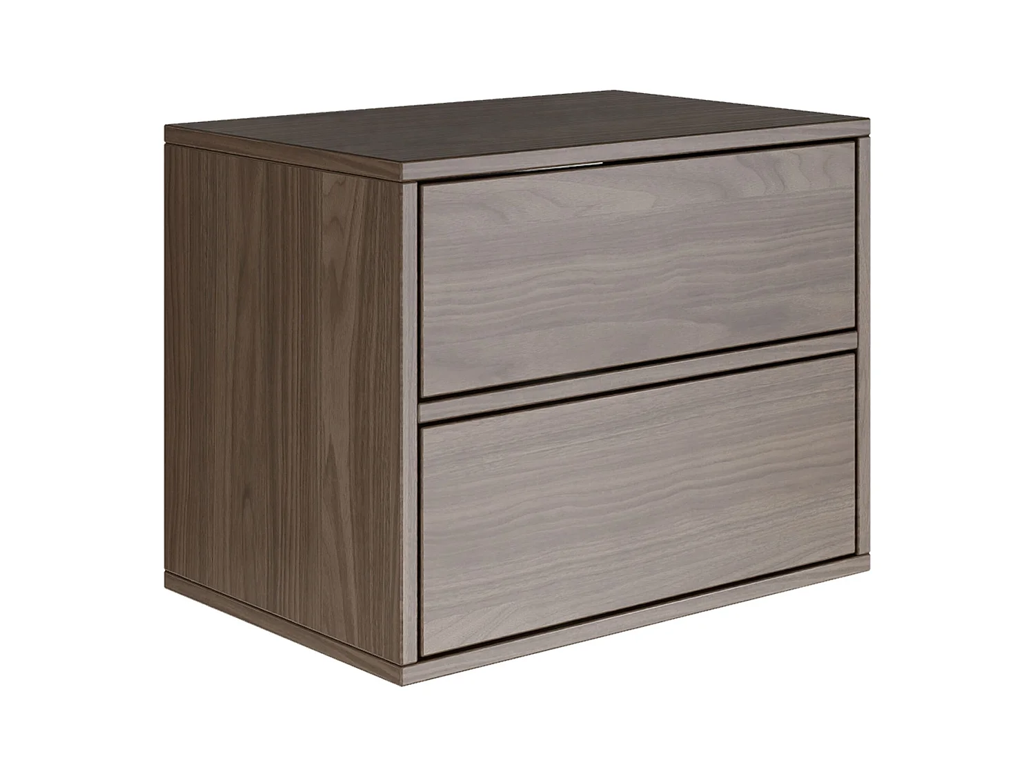 Table de chevet suspendue – avec 2 tiroirs – effet bois noyer – 50 cm – FRAMME