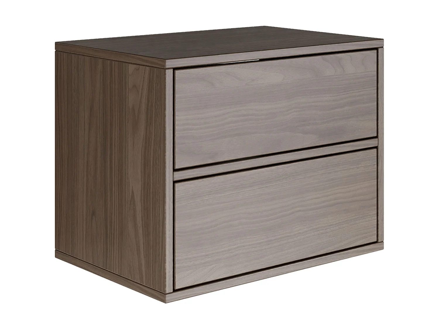 Table de chevet suspendue – avec 2 tiroirs – effet bois noyer – 50 cm – FRAMME
